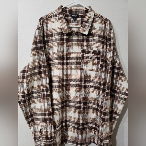 Boohoo Brown and Cream Checkered Shirt - Picture 2 of 6